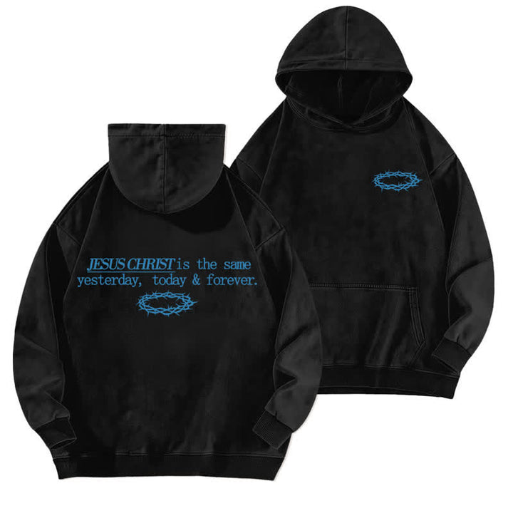 Christianartworkshop Sudadera con capucha lavada con la inscripción "Jesucristo Ayer Hoy Siempre" - Negro - 5XL - image 0