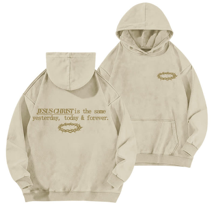 Christianartworkshop Sudadera con capucha lavada con la inscripción "Jesucristo Ayer Hoy Siempre" - Albaricoque - 5XL - image 6