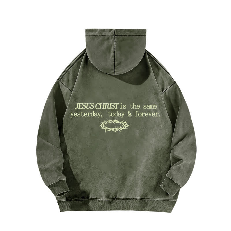 Christianartworkshop Sudadera con capucha lavada con la inscripción "Jesucristo Ayer Hoy Siempre" - image 13
