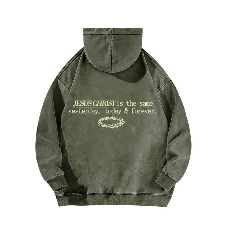 Christianartworkshop Sudadera con capucha lavada con la inscripción "Jesucristo Ayer Hoy Siempre" - image 13