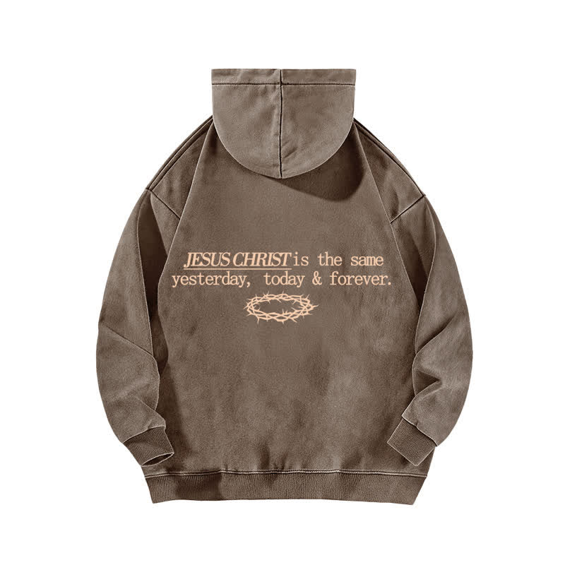 Christianartworkshop Sudadera con capucha lavada con la inscripción "Jesucristo Ayer Hoy Siempre" - image 10