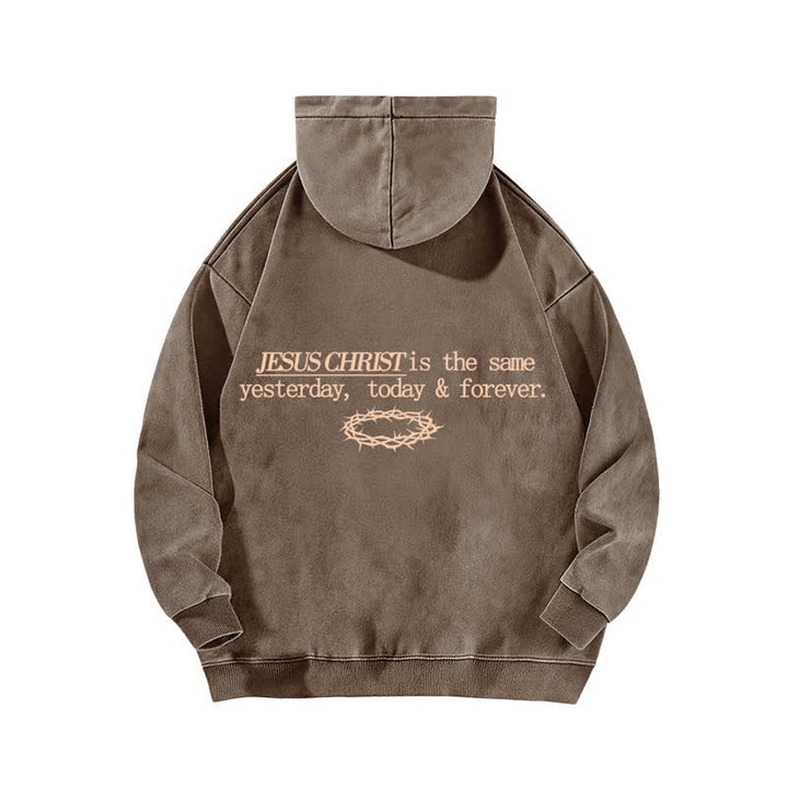 Christianartworkshop Sudadera con capucha lavada con la inscripción "Jesucristo Ayer Hoy Siempre" - image 10