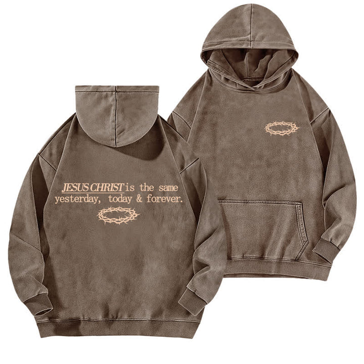 Christianartworkshop Sudadera con capucha lavada con la inscripción "Jesucristo Ayer Hoy Siempre" - Café - 5XL - image 9