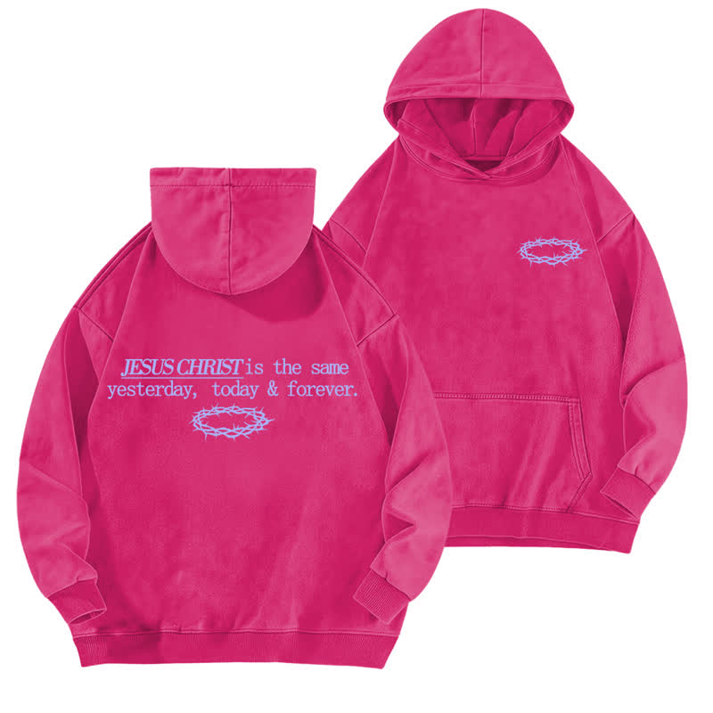 Christianartworkshop Sudadera con capucha lavada con la inscripción "Jesucristo Ayer Hoy Siempre" - Rosa - 5XL - image 15