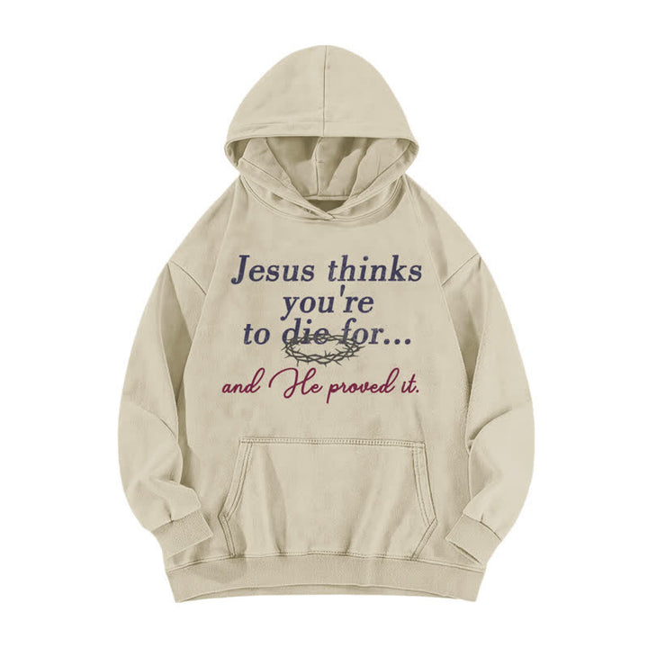 Christianartworkshop Sudadera lavada con la frase "Jesús cree que eres para morirse" - Albaricoque - 5XL - image 3