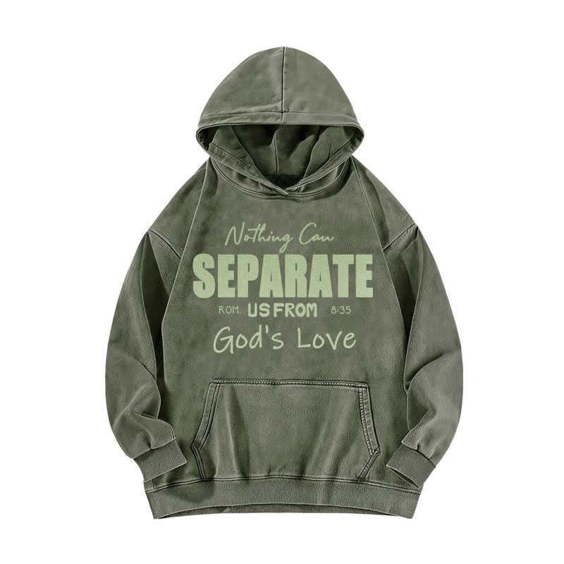 Christianartworkshop Sudadera con capucha lavada "Nada puede separarnos del amor de Dios" - Verde militar - 5XL - image 2