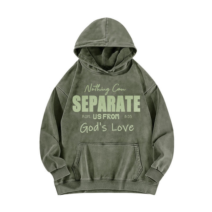 Christianartworkshop Sudadera con capucha lavada "Nada puede separarnos del amor de Dios" - Verde militar - 5XL - image 2