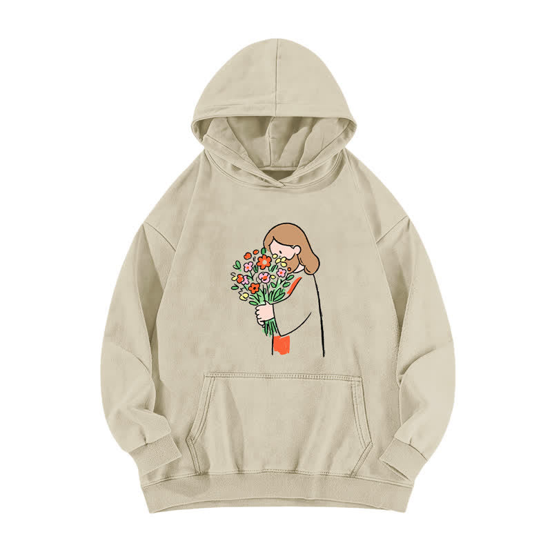 Christianartworkshop Sudadera con capucha lavada de felpa con efecto vintage de Bloom Girl - Albaricoque - 5XL - image 0