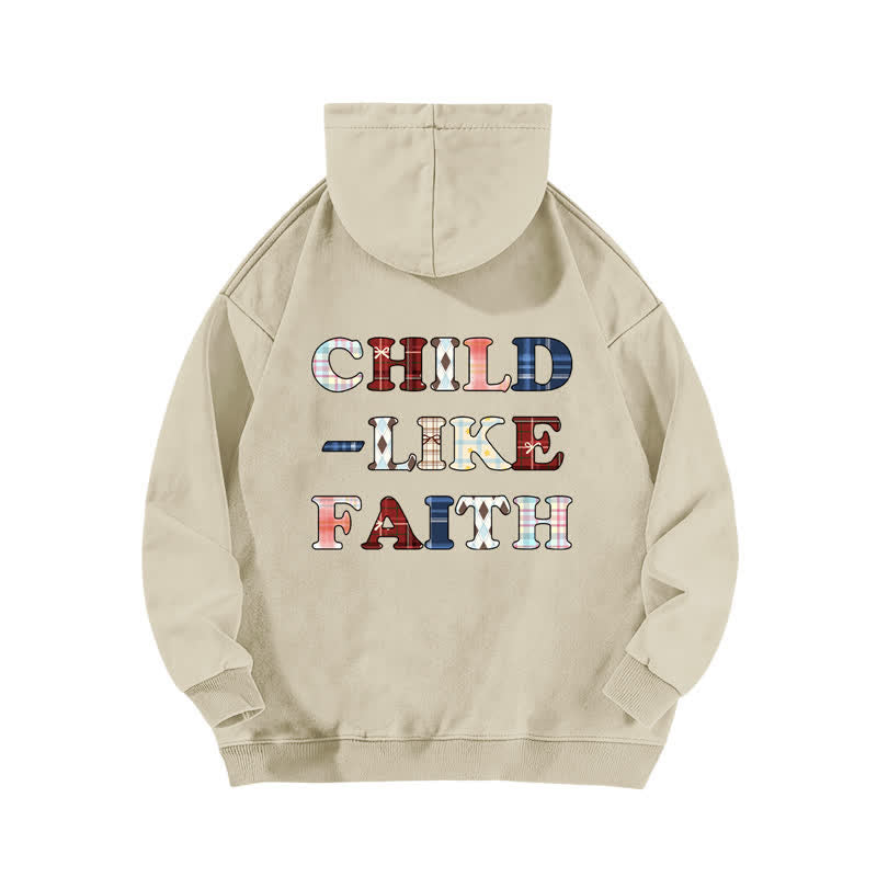 Christianartworkshop Sudadera con capucha lavada con estampado de cuadros y letras en la parte delantera y trasera, estilo infantil. - image 4