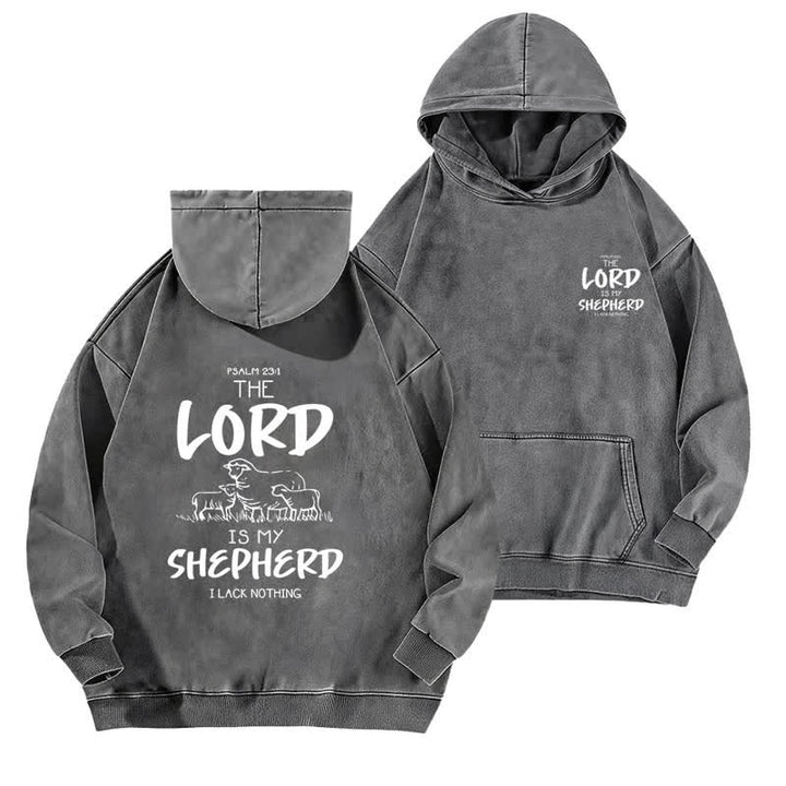Christianartworkshop Sudadera con capucha lavada de forro polar con el Salmo 23 del Pastor - Gris - 5XL - image 9