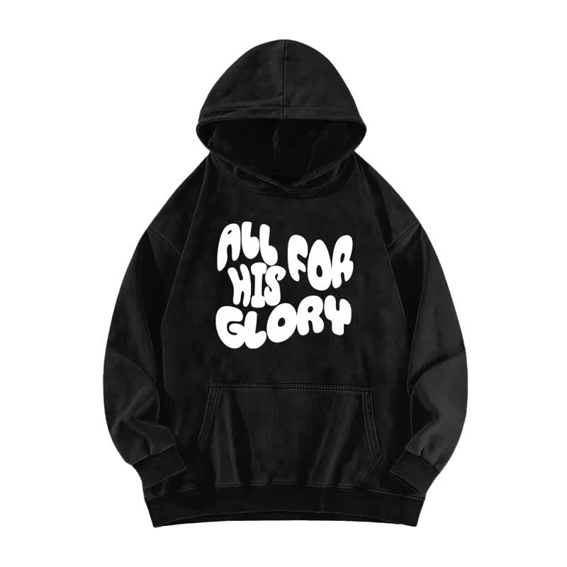 Christianartworkshop Sudadera con capucha extragrande estilo vintage "All For His Glory" - Negro - 5XL - image 0
