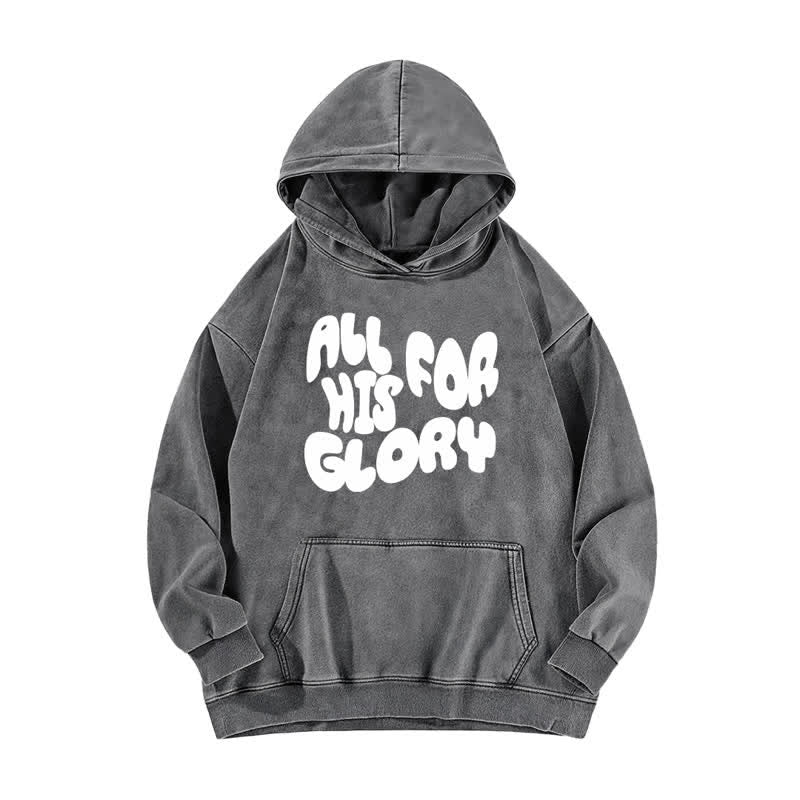 Christianartworkshop Sudadera con capucha extragrande estilo vintage "All For His Glory" - Gris - 5XL - image 1