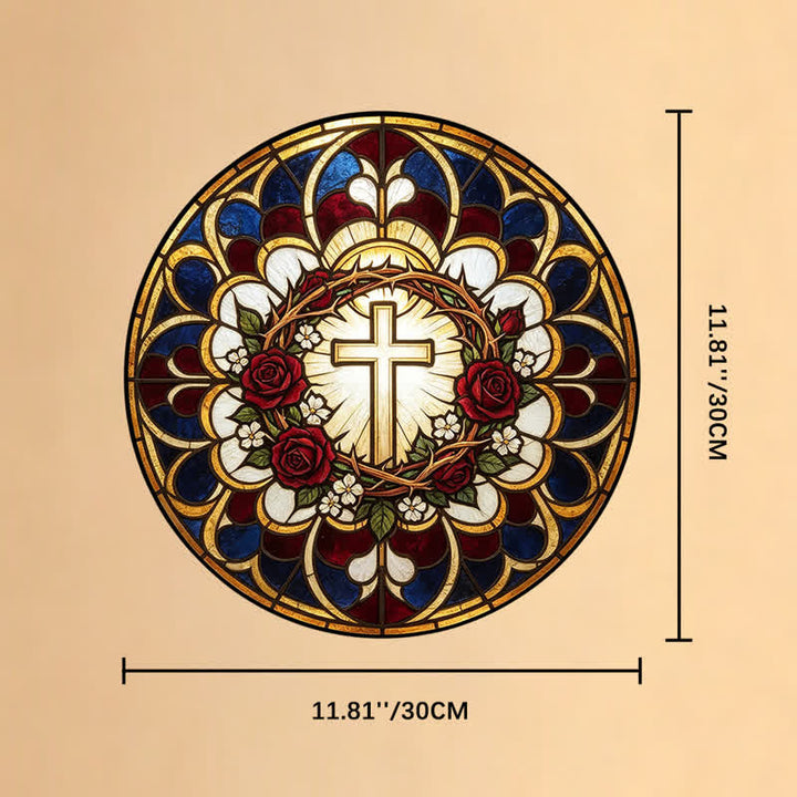 Christianartworkshop Atrapasueños de vidrieras con cruz de halo radiante: emblema de pura radiación celestial. - 11,81''*11,81''*0,14''/30*30*0,35 cm - image 10