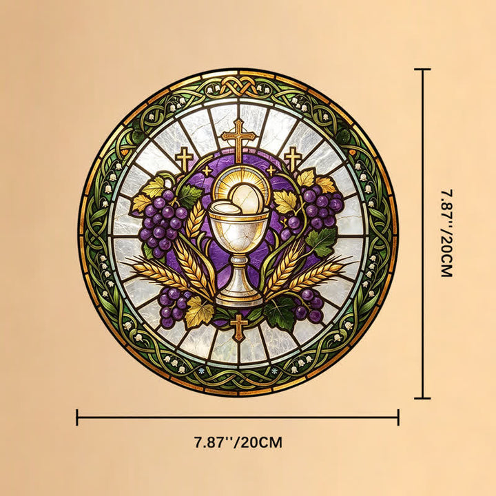 Christianartworkshop Atrapasueños de vidrieras con forma de cáliz sagrado radiante: emblema de la pura gracia celestial. - 7,87''*7,87''*0,14''/20*20*0,35 cm - image 8