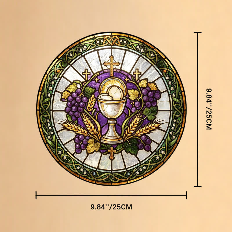 Christianartworkshop Atrapasueños de vidrieras con forma de cáliz sagrado radiante: emblema de la pura gracia celestial. - 9,84''*9,84''*0,14''/25*25*0,35 cm - image 9