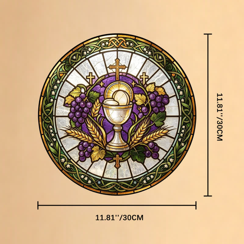 Christianartworkshop Atrapasueños de vidrieras con forma de cáliz sagrado radiante: emblema de la pura gracia celestial. - 11,81''*11,81''*0,14''/30*30*0,35 cm - image 10