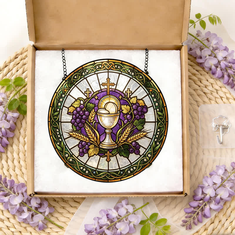 Christianartworkshop Atrapasueños de vidrieras con forma de cáliz sagrado radiante: emblema de la pura gracia celestial. - image 11