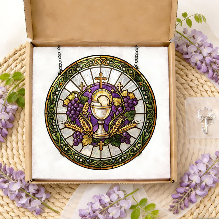 Christianartworkshop Atrapasueños de vidrieras con forma de cáliz sagrado radiante: emblema de la pura gracia celestial. - image 11