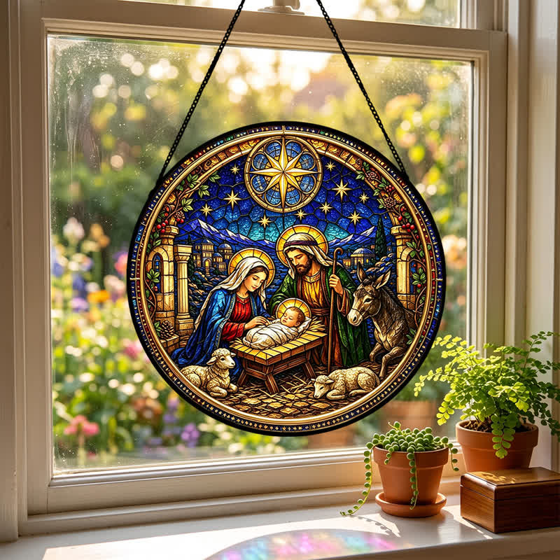 Christianartworkshop Estrella de Belén, Atrapasueños de cristal de la Natividad: Emblema de la dulce promesa divina - image 2