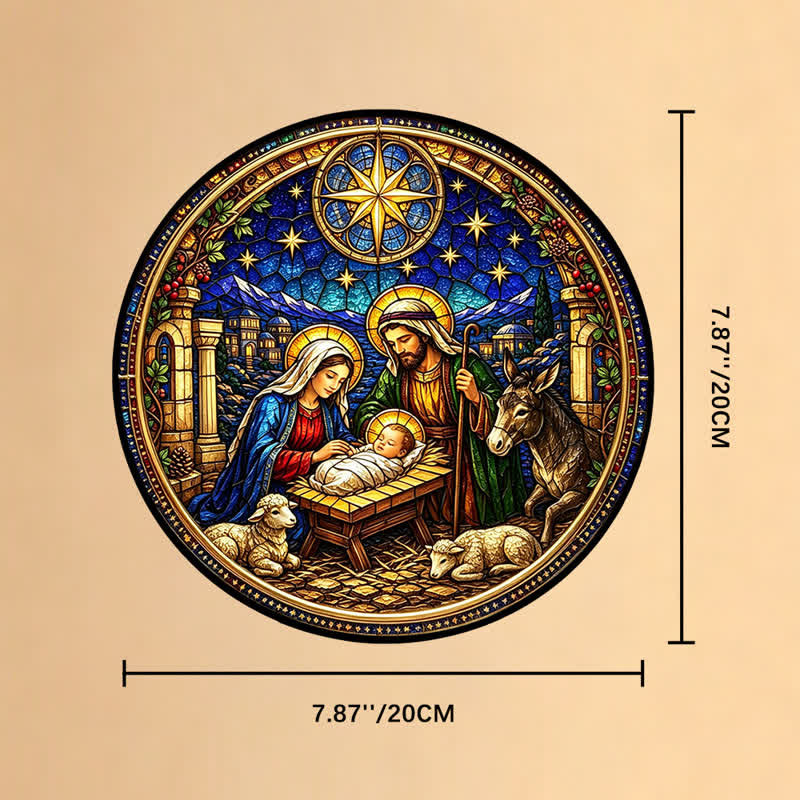 Christianartworkshop Estrella de Belén, Atrapasueños de cristal de la Natividad: Emblema de la dulce promesa divina - 7,87''*7,87''*0,14''/20*20*0,35 cm - image 8
