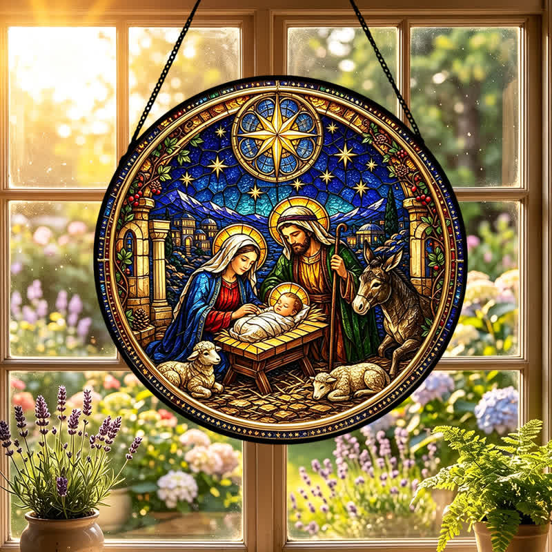 Christianartworkshop Estrella de Belén, Atrapasueños de cristal de la Natividad: Emblema de la dulce promesa divina - image 0