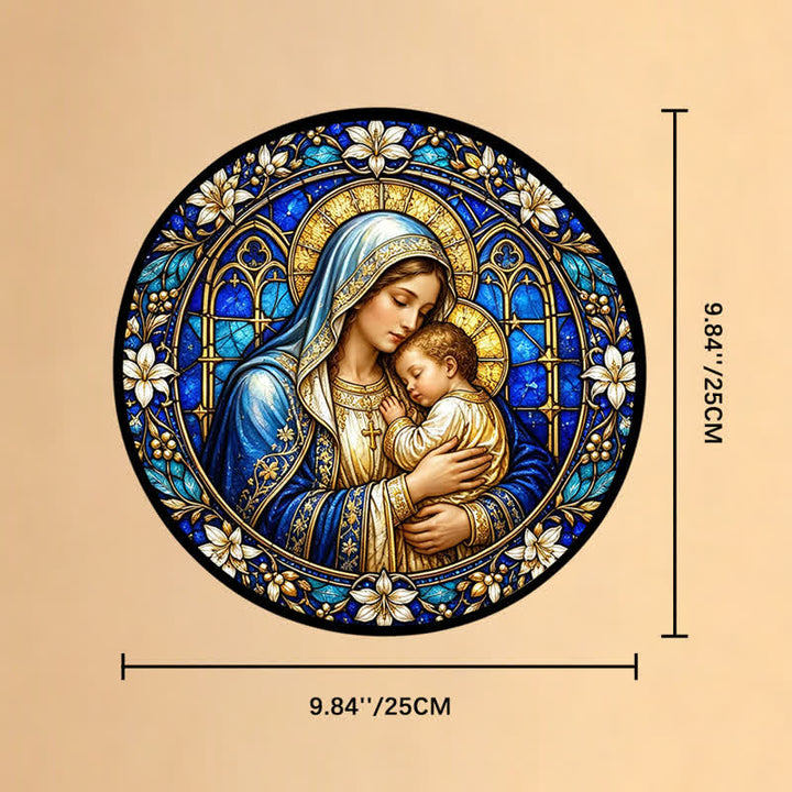Christianartworkshop Atrapasueños circular ornamentado de cristal con forma de belén: emblema de la serena ternura divina. - 9,84''*9,84''*0,14''/25*25*0,35 cm - image 9