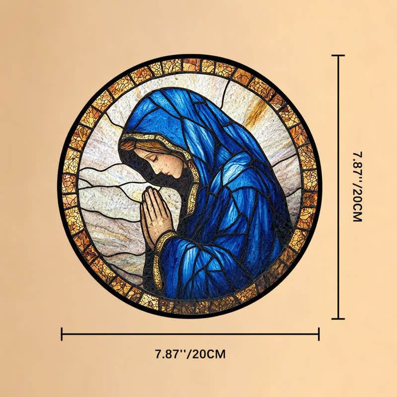 Christianartworkshop Atrapasueños de vidrieras con la Virgen María orando: Emblema de la pura gracia celestial. - 7,87''*7,87''*0,14''/20*20*0,35 cm - image 8