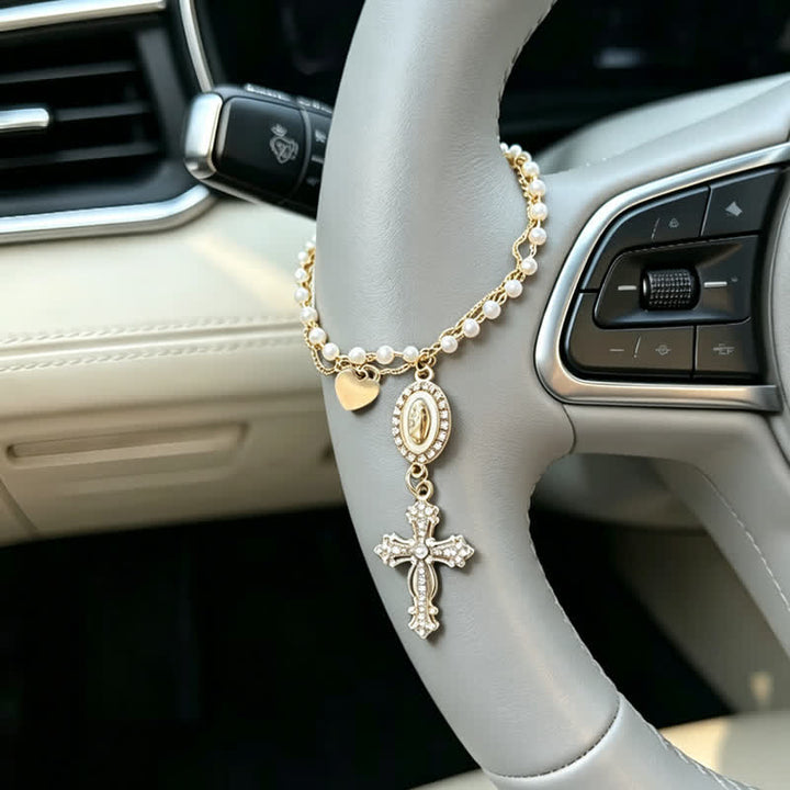 Christianartworkshop Elegante colgante para coche de cristal natural estilo rosario: portador de la silenciosa bendición celestial. - image 5