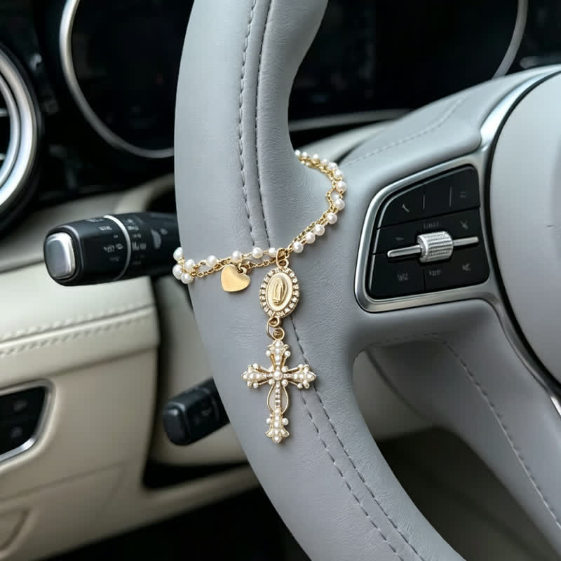Christianartworkshop Elegante colgante para coche de cristal natural estilo rosario: portador de la silenciosa bendición celestial. - image 3