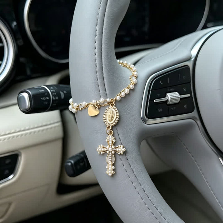 Christianartworkshop Elegante colgante para coche de cristal natural estilo rosario: portador de la silenciosa bendición celestial. - image 3