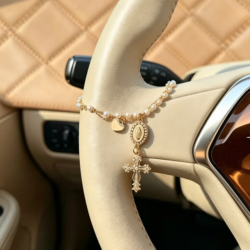Christianartworkshop Elegante colgante para coche de cristal natural estilo rosario: portador de la silenciosa bendición celestial. - image 6
