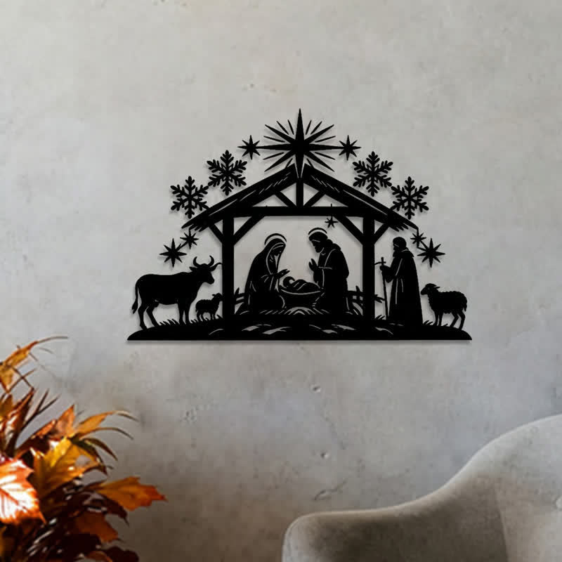 Christianartworkshop Letrero metálico de pared con diseño de la Natividad, cortado con precisión: Insignia de suave luz celestial. - image 2