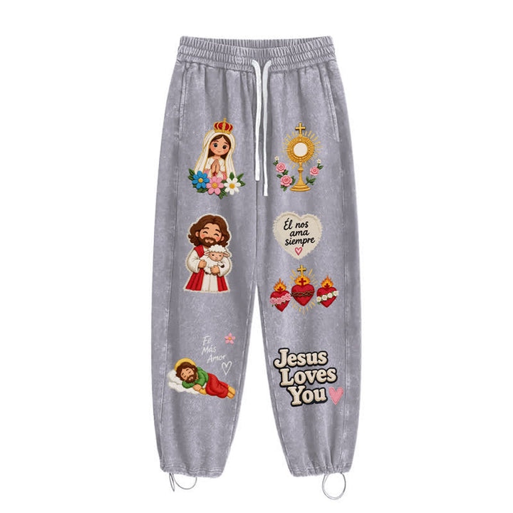 Christianartworkshop Pantalones deportivos rosas con estampado de fe y diseño de Jesús te aman. - image 28