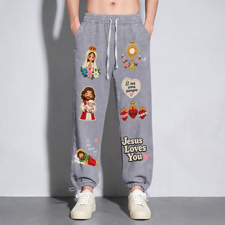 Christianartworkshop Pantalones deportivos rosas con estampado de fe y diseño de Jesús te aman. - image 32