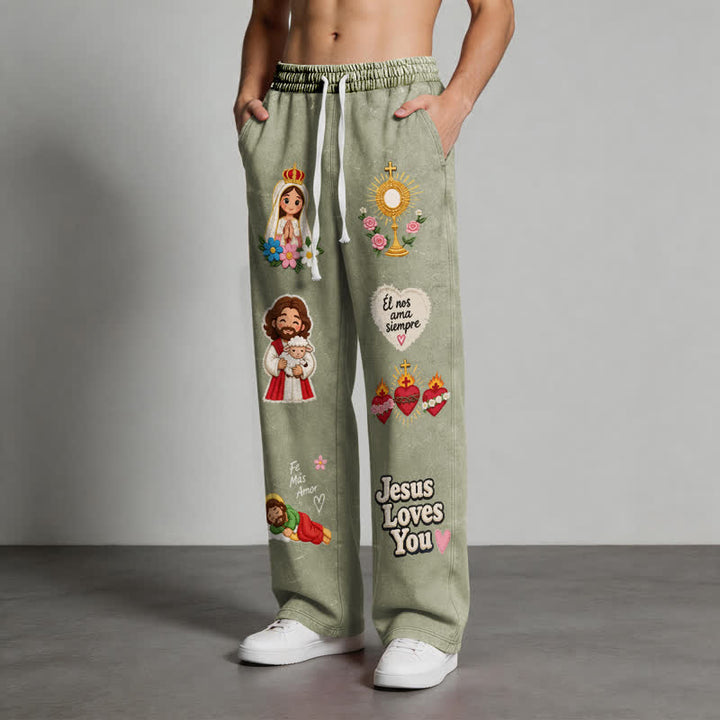 Christianartworkshop Pantalones deportivos rosas con estampado de fe y diseño de Jesús te aman. - image 22