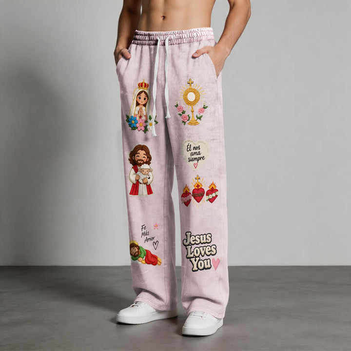 Christianartworkshop Pantalones deportivos rosas con estampado de fe y diseño de Jesús te aman. - image 46
