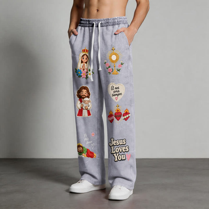 Christianartworkshop Pantalones deportivos rosas con estampado de fe y diseño de Jesús te aman. - image 30