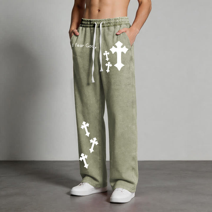 Christianartworkshop Pantalones deportivos rosas lavados con estampado de cruz "Temo a Dios" - image 38
