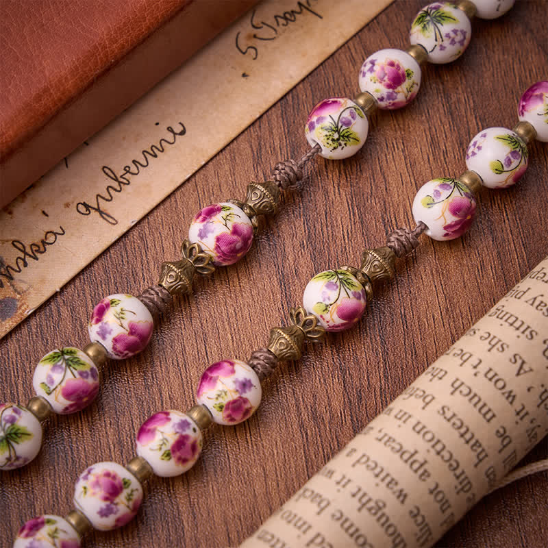 Christianartworkshop Rosario de oración con flores rosas en bronce envejecido, con medalla de Nuestra Señora y crucifijo. - image 7