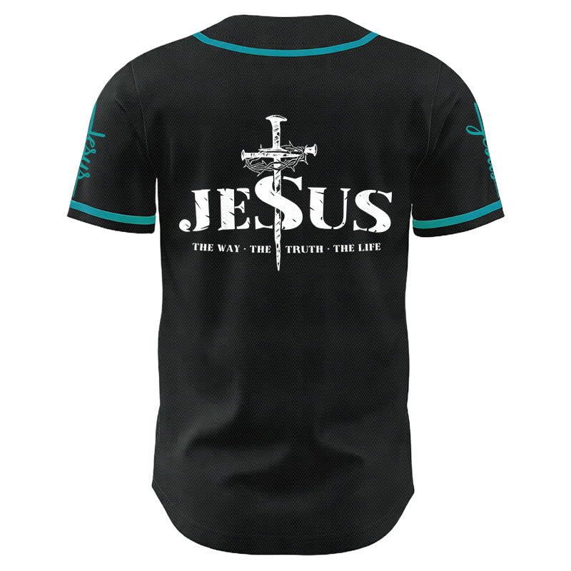 Camiseta de béisbol con la cruz de Jesús, clavos y corona de espinas de Christianartworkshop - image 19