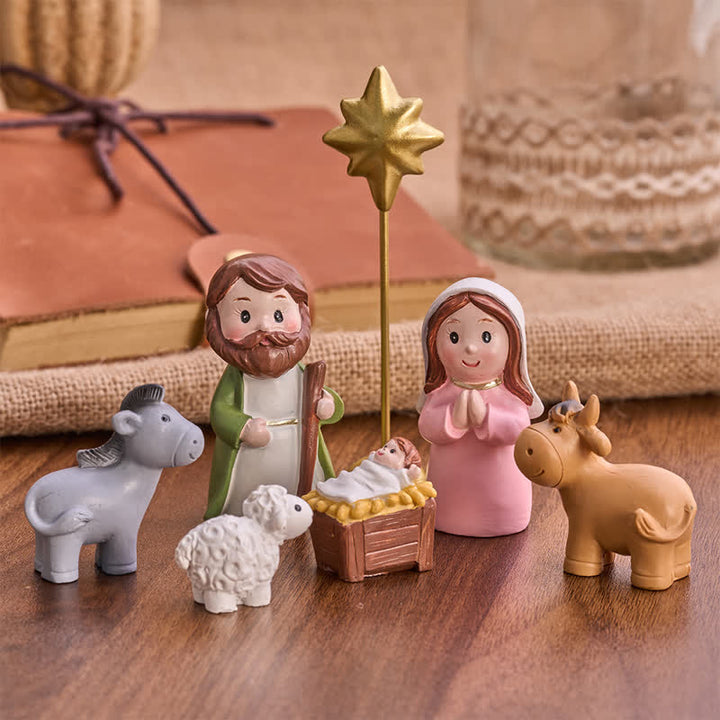 Christianartworkshop Conjunto de figuras de la Natividad elaboradas a mano con precisión: Insignia de suave luz celestial. - image 5