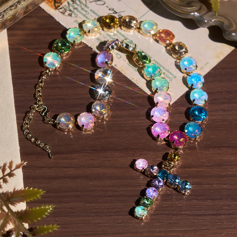 Christianartworkshop Collar con cruz de cobre enjoyada que llama la atención: Mensajero del esplendor celestial. - Multicolor - image 0