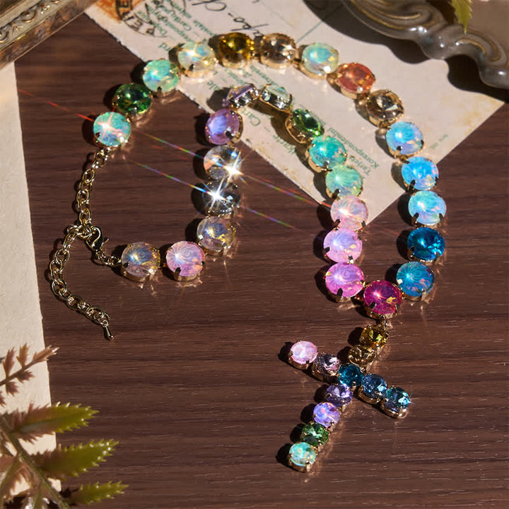 Christianartworkshop Collar con cruz de cobre enjoyada que llama la atención: Mensajero del esplendor celestial. - Multicolor - image 0