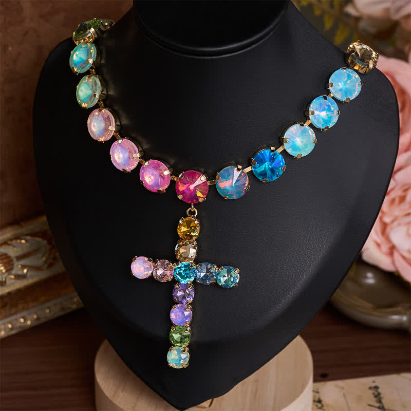 Christianartworkshop Collar con cruz de cobre enjoyada que llama la atención: Mensajero del esplendor celestial. - image 1