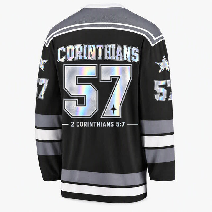 Christianartworkshop Camiseta de hockey holográfica Walk By Faith número 57 - image 2