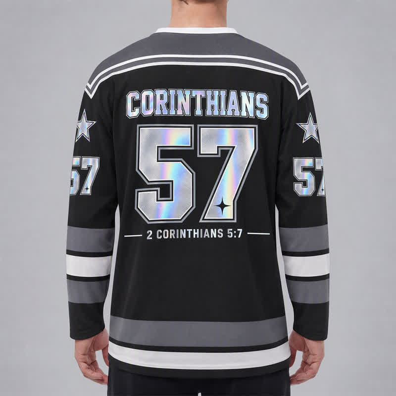 Christianartworkshop Camiseta de hockey holográfica Walk By Faith número 57 - image 4