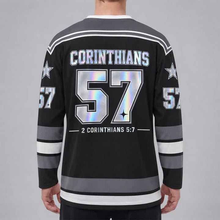 Christianartworkshop Camiseta de hockey holográfica Walk By Faith número 57 - image 4
