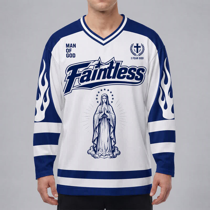 Christianartworkshop Camiseta de hockey de manga larga estilo streetwear de la Virgen María - image 3