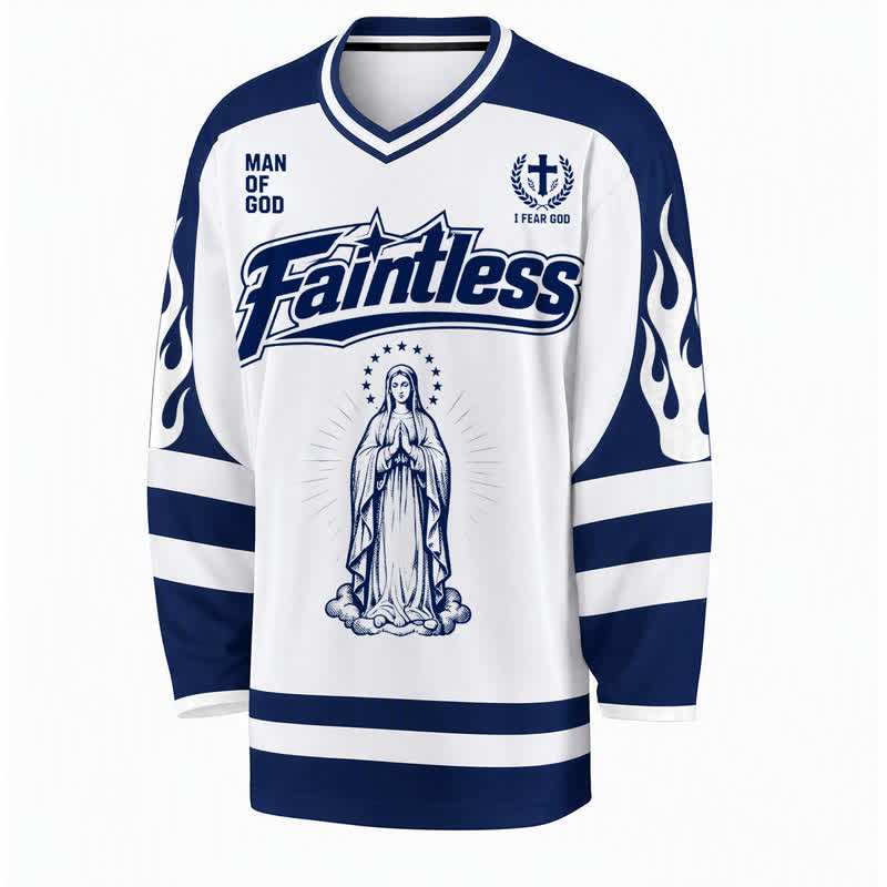 Christianartworkshop Camiseta de hockey de manga larga estilo streetwear de la Virgen María - image 1