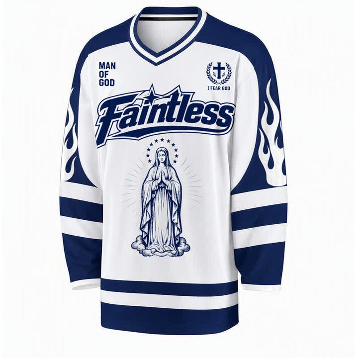 Christianartworkshop Camiseta de hockey de manga larga estilo streetwear de la Virgen María - image 1